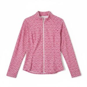 SIGRID OLSEN Golf & Tennis Pink Geometric Floral Jacket Size Large